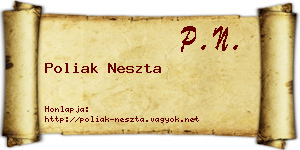 Poliak Neszta névjegykártya